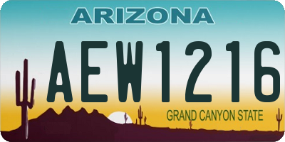 AZ license plate AEW1216