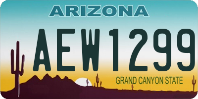 AZ license plate AEW1299