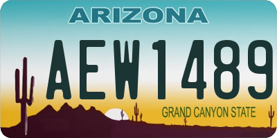 AZ license plate AEW1489