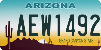 AZ license plate AEW1492