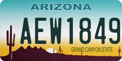 AZ license plate AEW1849