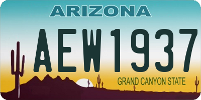 AZ license plate AEW1937