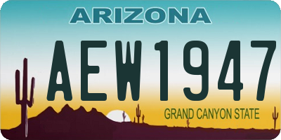 AZ license plate AEW1947