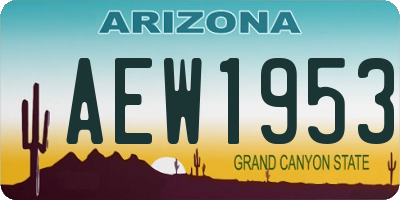 AZ license plate AEW1953