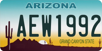 AZ license plate AEW1992