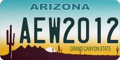 AZ license plate AEW2012