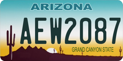 AZ license plate AEW2087