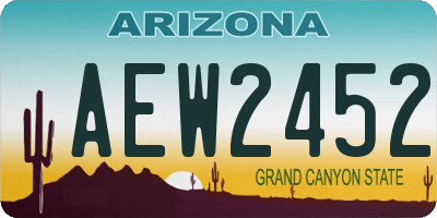 AZ license plate AEW2452