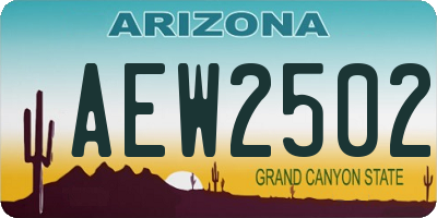 AZ license plate AEW2502