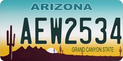 AZ license plate AEW2534