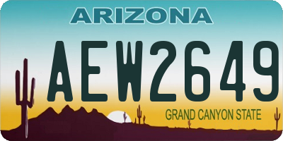AZ license plate AEW2649