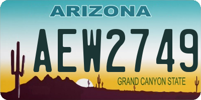 AZ license plate AEW2749