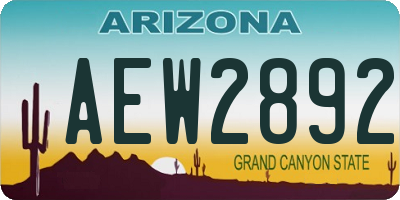 AZ license plate AEW2892
