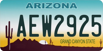 AZ license plate AEW2925
