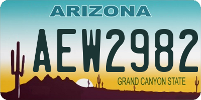 AZ license plate AEW2982