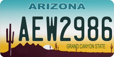 AZ license plate AEW2986