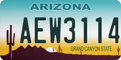 AZ license plate AEW3114