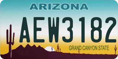 AZ license plate AEW3182