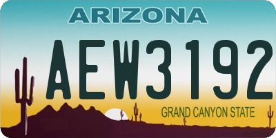 AZ license plate AEW3192