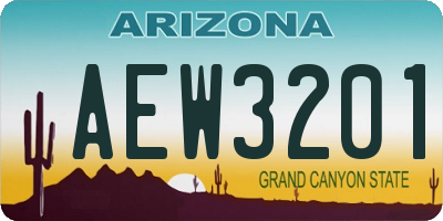 AZ license plate AEW3201