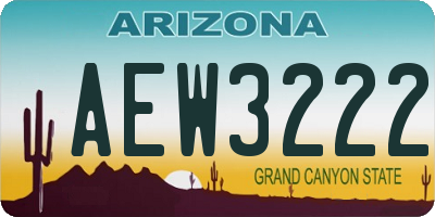 AZ license plate AEW3222