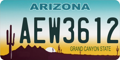 AZ license plate AEW3612