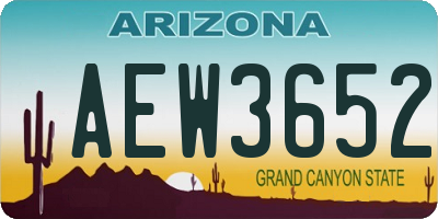 AZ license plate AEW3652