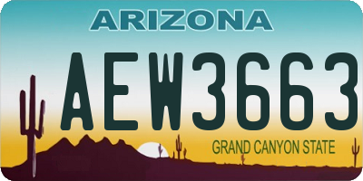 AZ license plate AEW3663