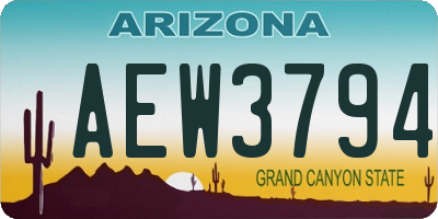 AZ license plate AEW3794