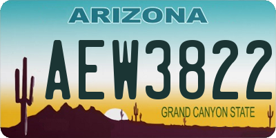 AZ license plate AEW3822