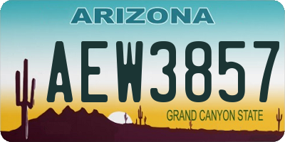 AZ license plate AEW3857