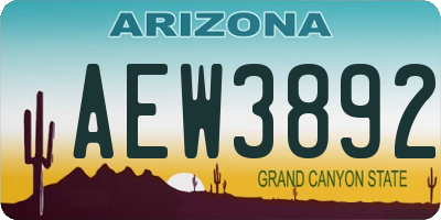 AZ license plate AEW3892