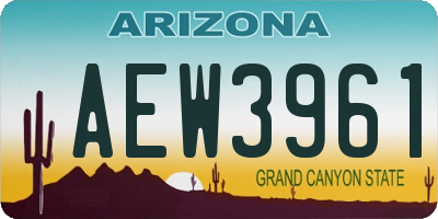 AZ license plate AEW3961
