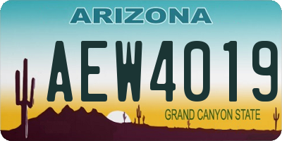 AZ license plate AEW4019