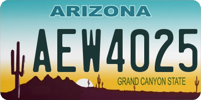 AZ license plate AEW4025