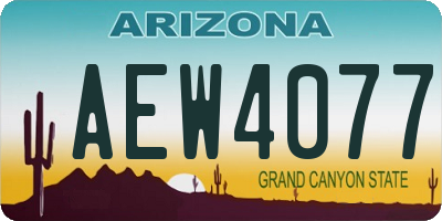 AZ license plate AEW4077