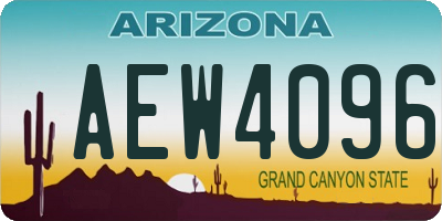 AZ license plate AEW4096