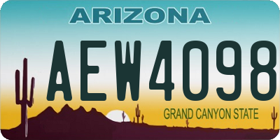 AZ license plate AEW4098