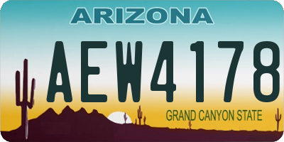 AZ license plate AEW4178