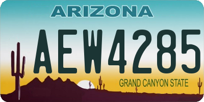 AZ license plate AEW4285