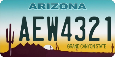 AZ license plate AEW4321