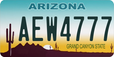 AZ license plate AEW4777