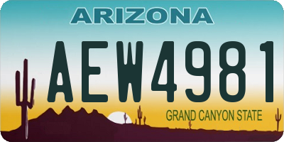 AZ license plate AEW4981