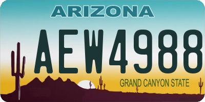 AZ license plate AEW4988