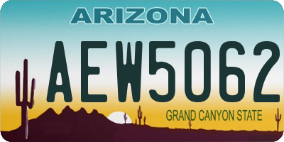 AZ license plate AEW5062