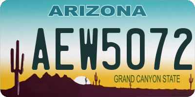 AZ license plate AEW5072