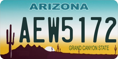 AZ license plate AEW5172