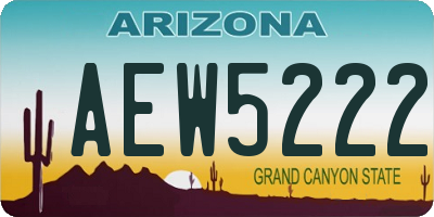 AZ license plate AEW5222