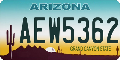 AZ license plate AEW5362