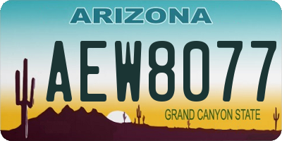 AZ license plate AEW8077